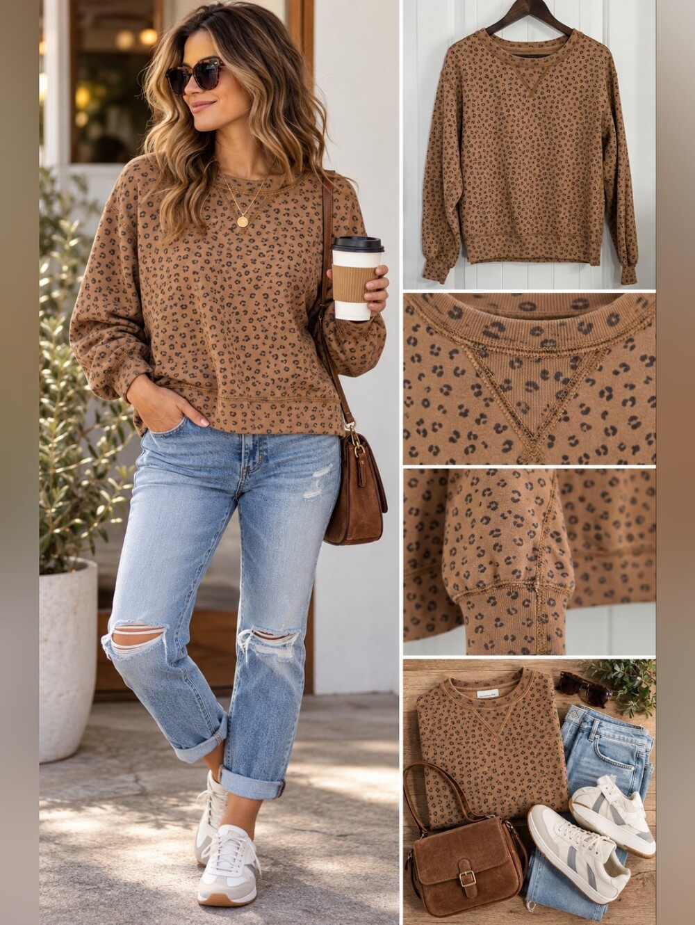 Abercrombie & Fitch Leopard Sweatshirt XS Fits Small Oversized